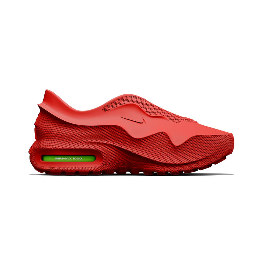 Nike Air Max 1000 Red Atomic Green — fully 3D printed sneaker by Nike on Zellerfeld
